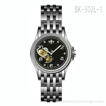 Newest Style Open Heart Lady Skeleton Watch 316L All Stainless Steel Fashion Watch
